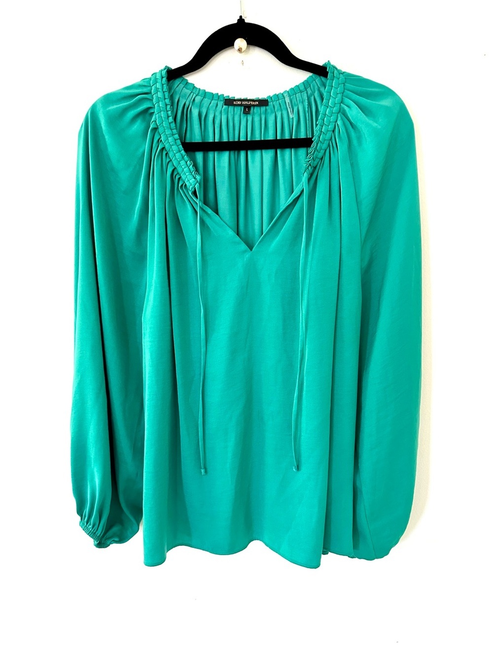 Kobi Halperin kelly Green Braided-Neck Blouse